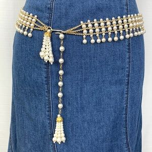 Vtg Romantic Wedding Boho Pearl Belt